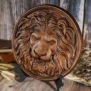 Hand-Carved Lion Head Wall Art