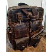 Buffalo Leather Travel Backpack with Multi Pockets