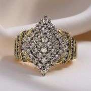 Dazzling 14 Kt Yellow Gold Plated 2.65 Ctw Lab Simulated Diamond Ring