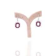 Platinum 950 Dangling Natural Ruby and Diamond Earring