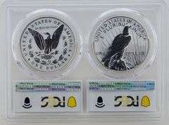 2023-S Morgan & Peace Dollar Reverse Proof Two-Coin Double Slab Set PR69 & PR70