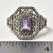 Amethyst and CZ Gemstone Ring in Sterling Silver