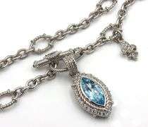 Judith Ripka 925 sterling silver blue topaz pendant on chain