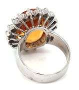 14kt White gold 6ct oval citrine and diamond halo ring