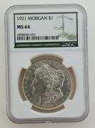 1921 Morgan Silver Dollar, NGC MS64
