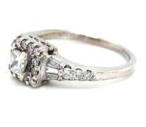 14kt White gold princess cut diamond halo ring