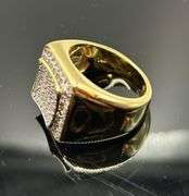 Men's 14 Kt Gold Plate 8.25 Cttw. Lab Simulated Diamond Ring.