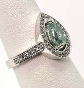 14 Kt White Gold Plated 2.15 Ct Lab Simulated Paraiba Diamond Ring