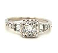 14kt White gold princess cut diamond halo ring