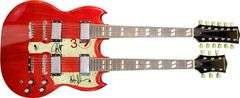 Rush Signed 18-String Double Neck SG Signature Edition Graphics Guitar ACOA
