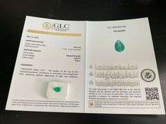 CERTIFIED NATURAL GREEN EMERALD . PEAR CUT