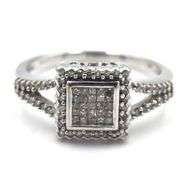 Fashionable 10K WG Modern Diamond Cluster Ring