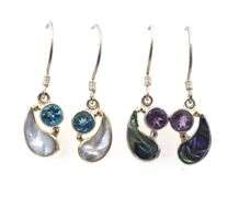 2 Pairs of Signed Sejan 925 sterling silver dangle earrings