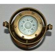 Brass Gimbal Ship’s Compass with Wood Base