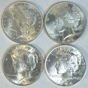 4 Fresh Choice BU 1921 to 1924 US Silver Dollars
