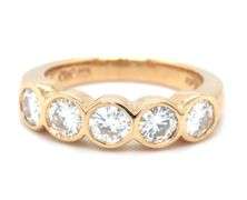 14kt Yellow gold bezel set Moissanite band