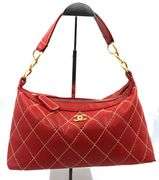 Vintage Chanel Surpqiue Stitch Red Quilted Shoulder Bag