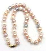 Multi color fresh water pearl stand necklace