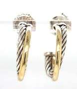 David Yurman cable classic 2 tone cross over hoop