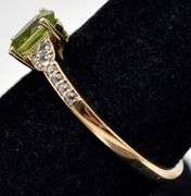 Marvelous 10K Yellow Gold Peridot and Diamond Ring