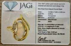 Exquisite 14k Gold Diamond and Fine Opal Set: Ring, Pendant, Earrings