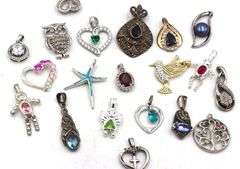 Group lot of vintage 925 sterling silver pendants