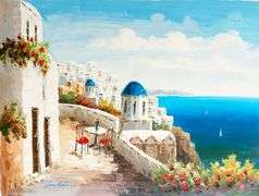 BEAUTIFUL SANTORINI PAINTING ON CANVAS
