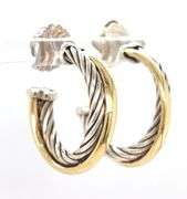 David Yurman cable classic 2 tone cross over hoop