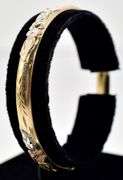 Wonderful 14K Yellow Gold Rose Designed Hinged Bracelet
