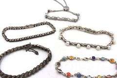 Group lot of 5 vintage 925 sterling silver bracelets