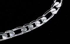 Sparkling 75.8 Gram Tri-Layered .925 Silver Plated Italian Figaro Link Necklace