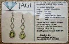 18k gold Peridot and diamonds earrings