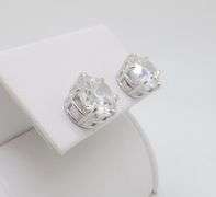 Certified 6.04CTW Diamond Stud Earrings in 14k White Gold