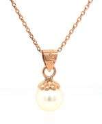 14kt Yellow gold 8.5mm Pearl pendant on chain necklace