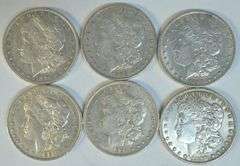 6 Different upper end Morgan Silver Dollars 1880-S to 1896
