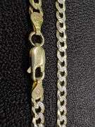 24k Gold Plated 925 Sterling Silver Diamond Cut Pave Curb Cuban Chain 24"