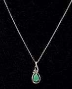 Dazzling 10K White Gold Emerald Pendant Necklace
