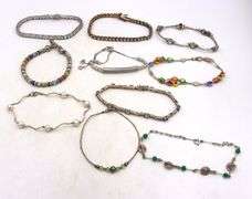Group of 10 vintage 925 sterling silver bracelets