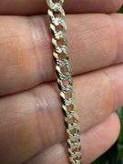 24k Gold Plated 925 Sterling Silver Diamond Cut Pave Curb Cuban Chain 24"