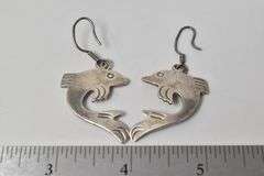 Fish Dangle Earrings in Sterling Silver