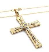 18kt Yellow gold 0.80ctw diamond cross pendant on chain