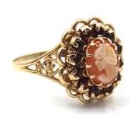 Sweet 10k YG Cameo and Garnet Ring