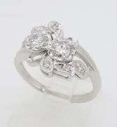 Vintage Toi-et-Moi Diamond Ring in 14k White Gold