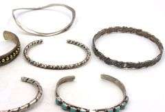 Group lot of 6 Vintage 925 sterling silver bangles