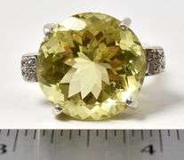 Peridot Gemstone and Diamond Ring in Sterling Silver