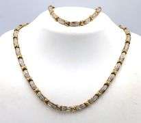 Set of 925 sterling silver cubic zirconia necklace and bracelet