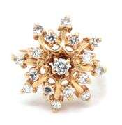 Nice Estate 14K YG Snowflake Style Diamond Cluster