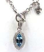 Judith Ripka 925 sterling silver blue topaz pendant on chain
