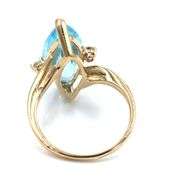 14kt Yellow gold marquise topaz and side diamond cocktail ring
