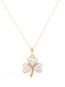 14kt Yellow gold diamond accent clover pendant on chain